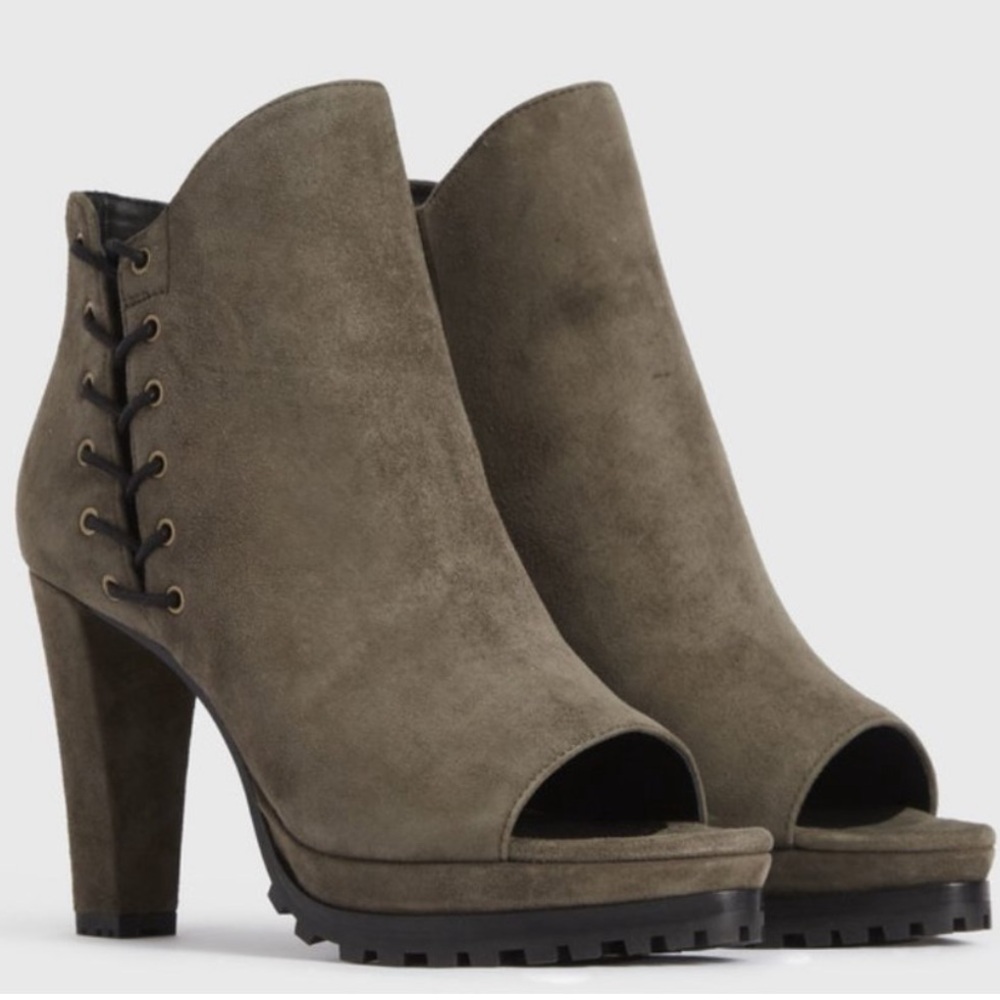 ALL SAINTS  "MICAELA"  ANKLE  BOOTS SUEDE   Color: Khaki   Size: 8   NEWw/BOX